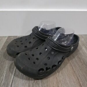 Crocs Mens Baya Clog Size 12 Black Lightweight Breathable Slip On Shoes